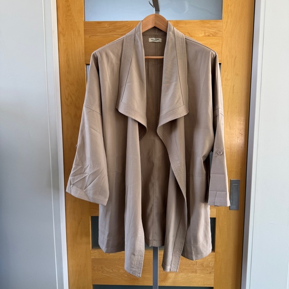 Max Studio Jackets & Blazers - Max Studio Tan Trench Coat with Waterfall Collar